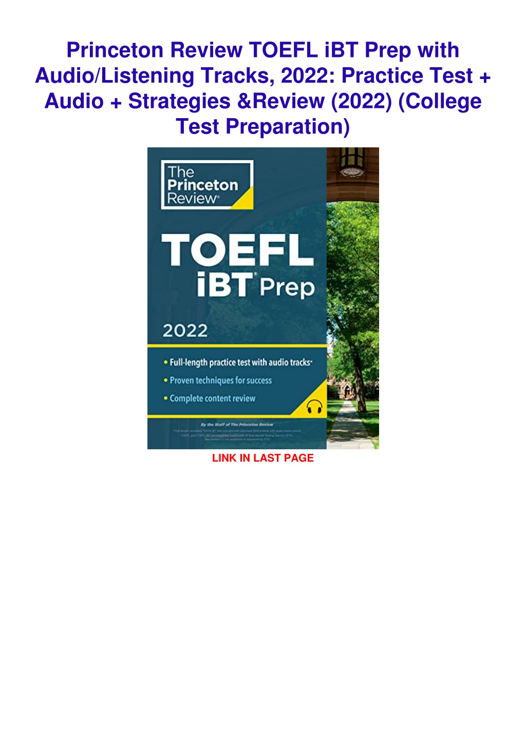 PPT get [PDF] Download Princeton Review TOEFL iBT Prep with Audio