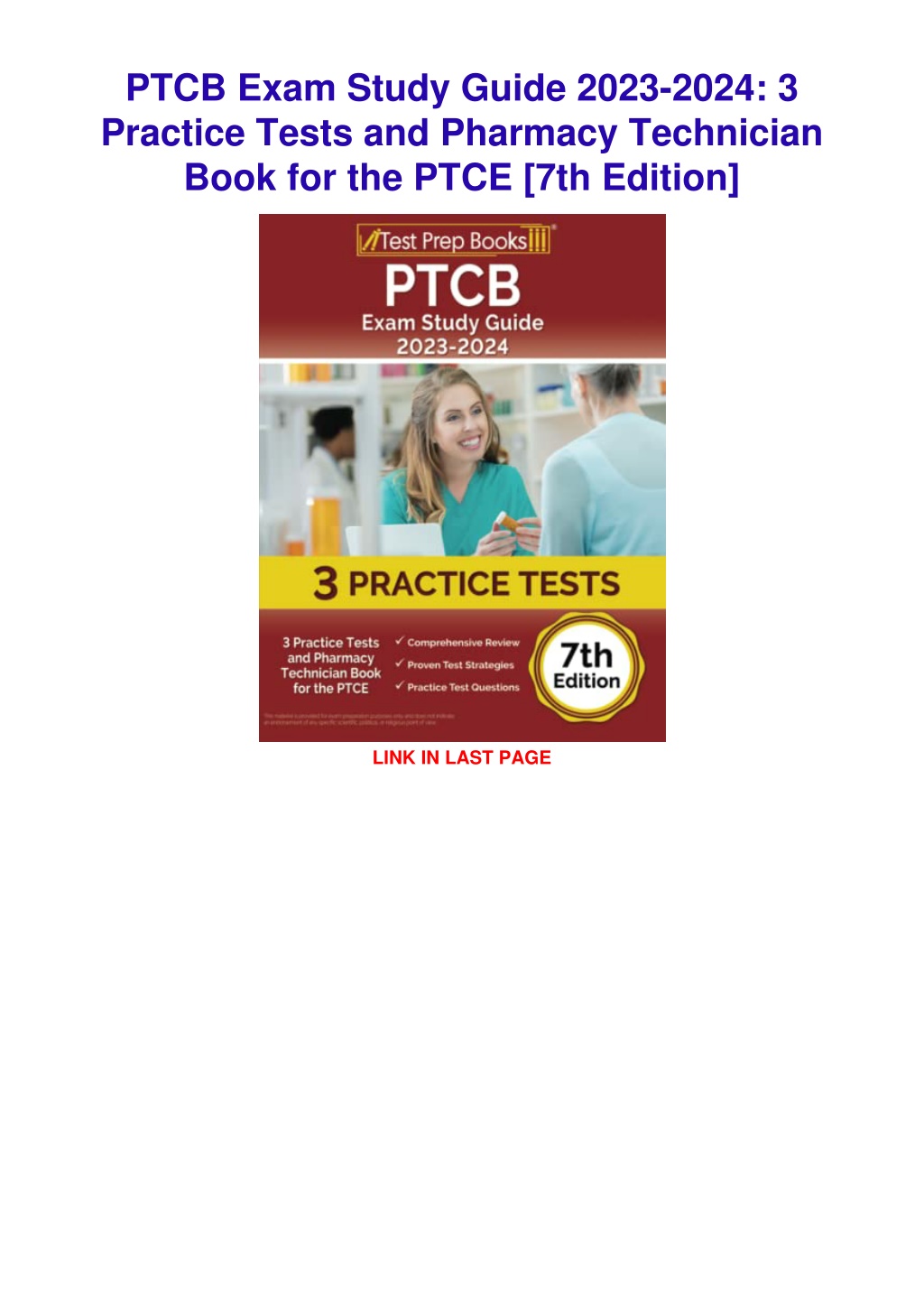 PPT PDF_ PTCB Exam Study Guide 20232024 3 Practice Tests and