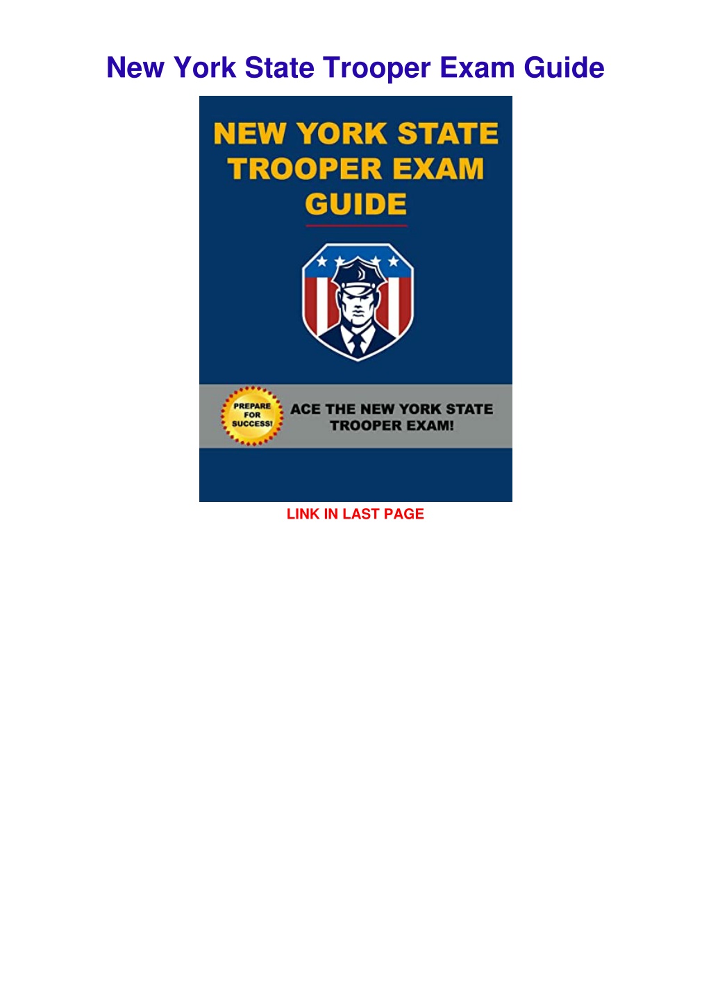 PPT PDF/READ New York State Trooper Exam Guide PowerPoint