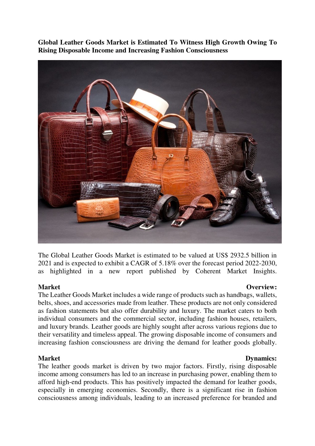 Leather Goods Market - Industry Analysis Report 2032