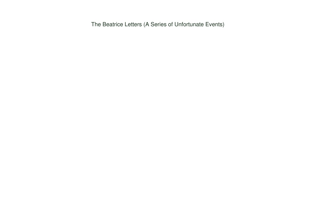 PPT - [PDF] DOWNLOAD The Beatrice Letters (A Series of Unfortunate ...