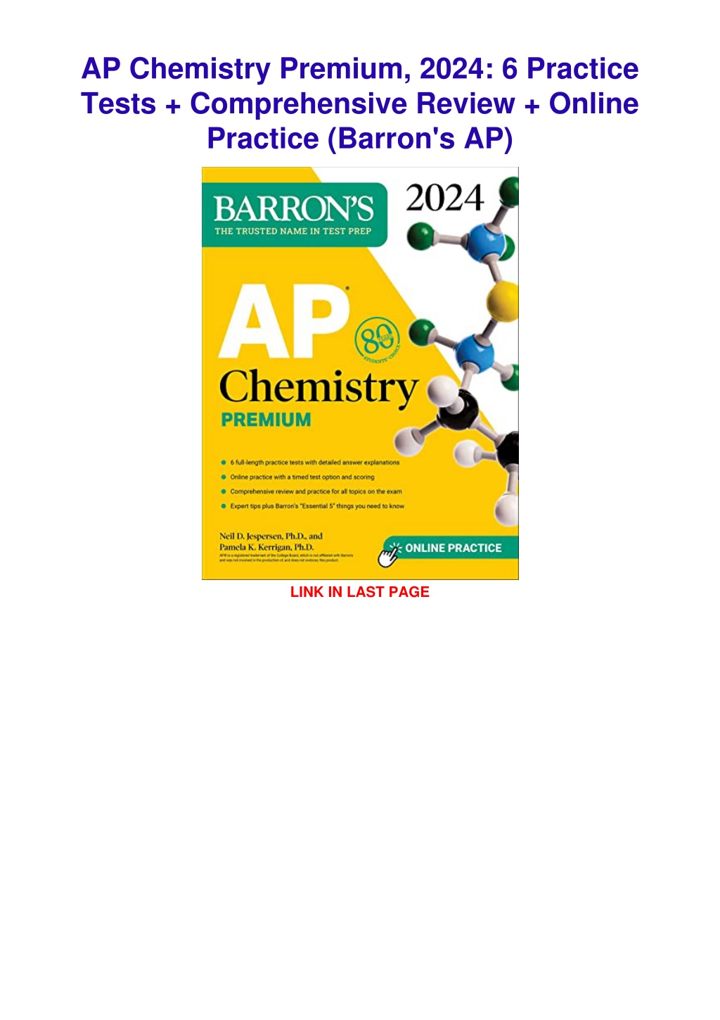 PPT PDF_ AP Chemistry Premium, 2024 6 Practice Tests Comprehensive