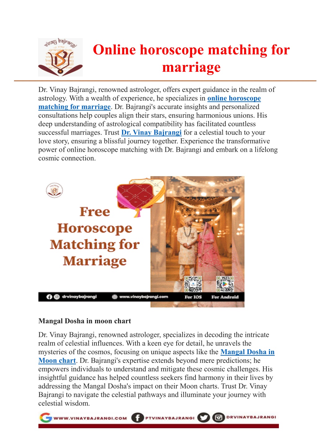 Horoscope Matching for Marriage