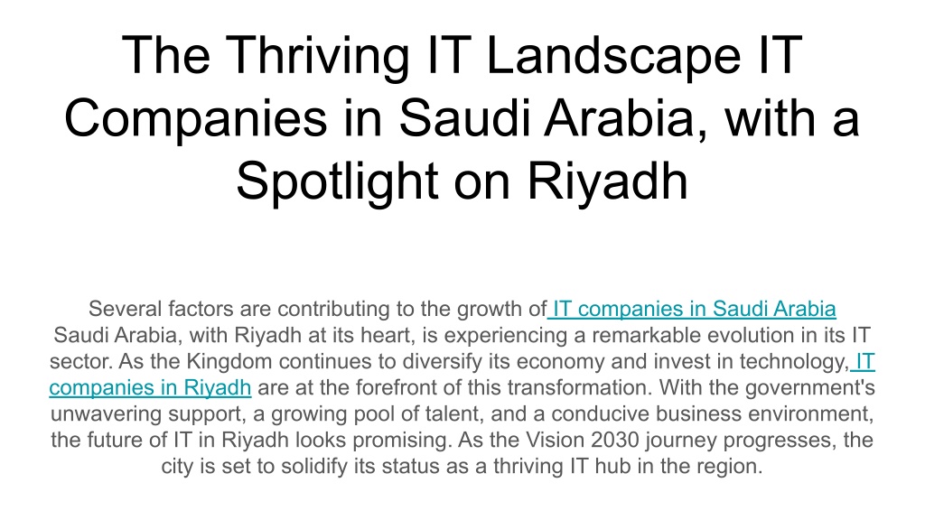 PPT The Thriving IT Landscape IT Companies in Saudi Arabia, with a