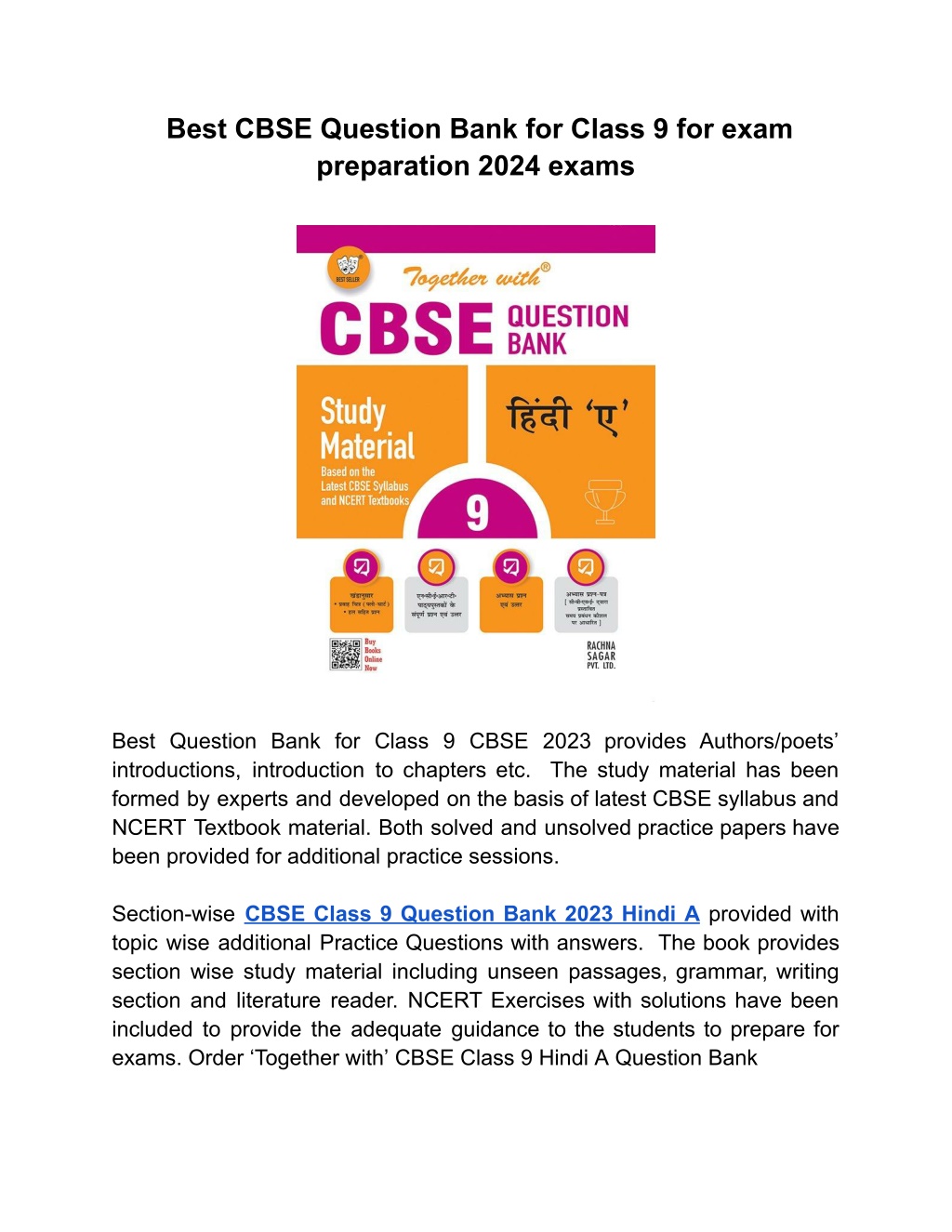 PPT - Best CBSE Question Bank for Class 9 Hindi A with chapter wise ...