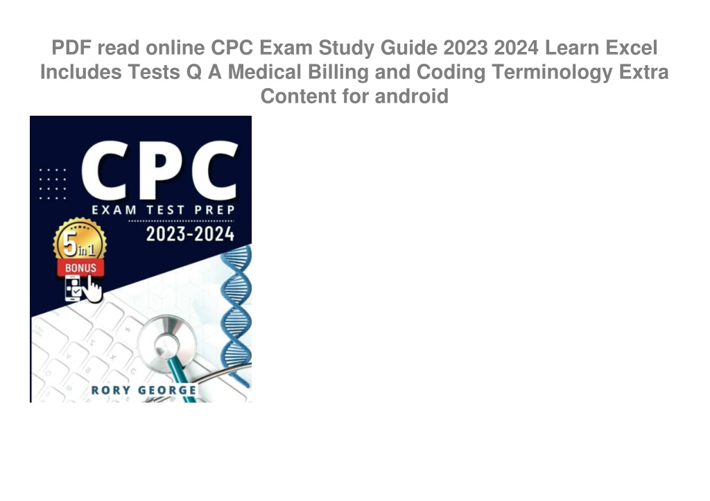 PPT PDF read online CPC Exam Study Guide 2023 2024 Learn Excel