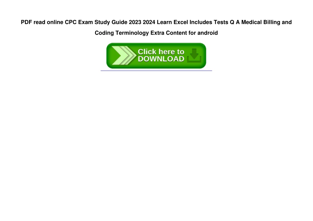 PPT PDF read online CPC Exam Study Guide 2023 2024 Learn Excel Includes Tests Q A Me