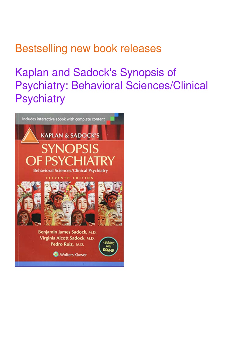 PPT - PDF_ Kaplan And Sadock's Synopsis Of Psychiatry: Behavioral ...