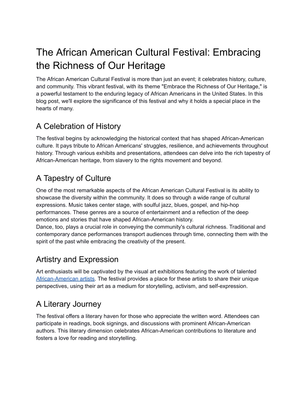 Ppt The African American Cultural Festival Embracing The Richness Of Our Heritage Powerpoint