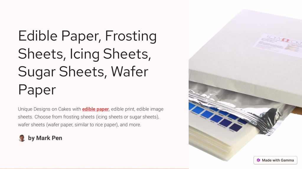 PPT - Edible Paper, Frosting Sheets, Icing Sheets, Sugar Sheets, Wafer  Paper PowerPoint Presentation - ID:12524322
