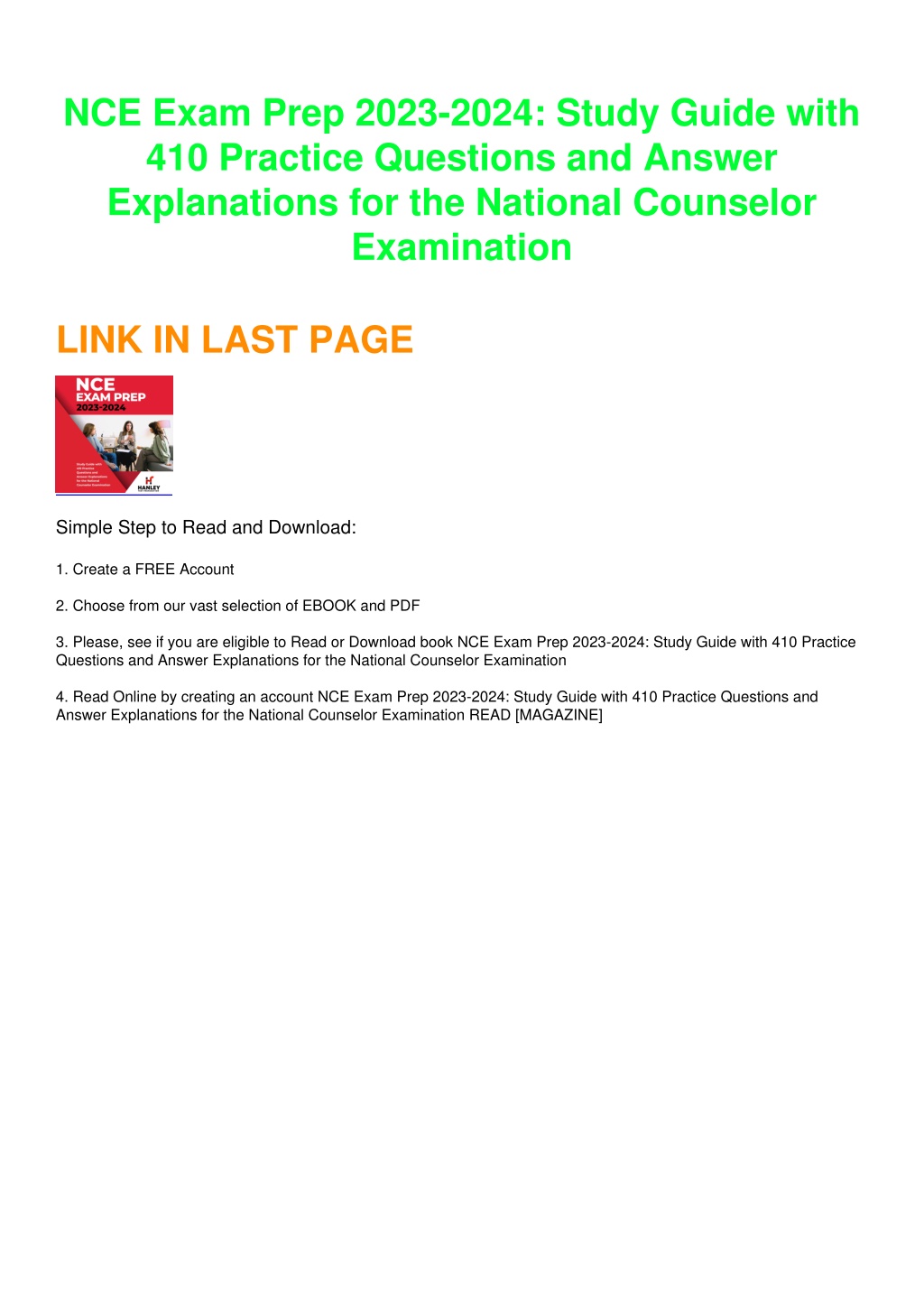 PPT [PDF] DOWNLOAD FREE NCE Exam Prep 20232024 Study Guide with 410