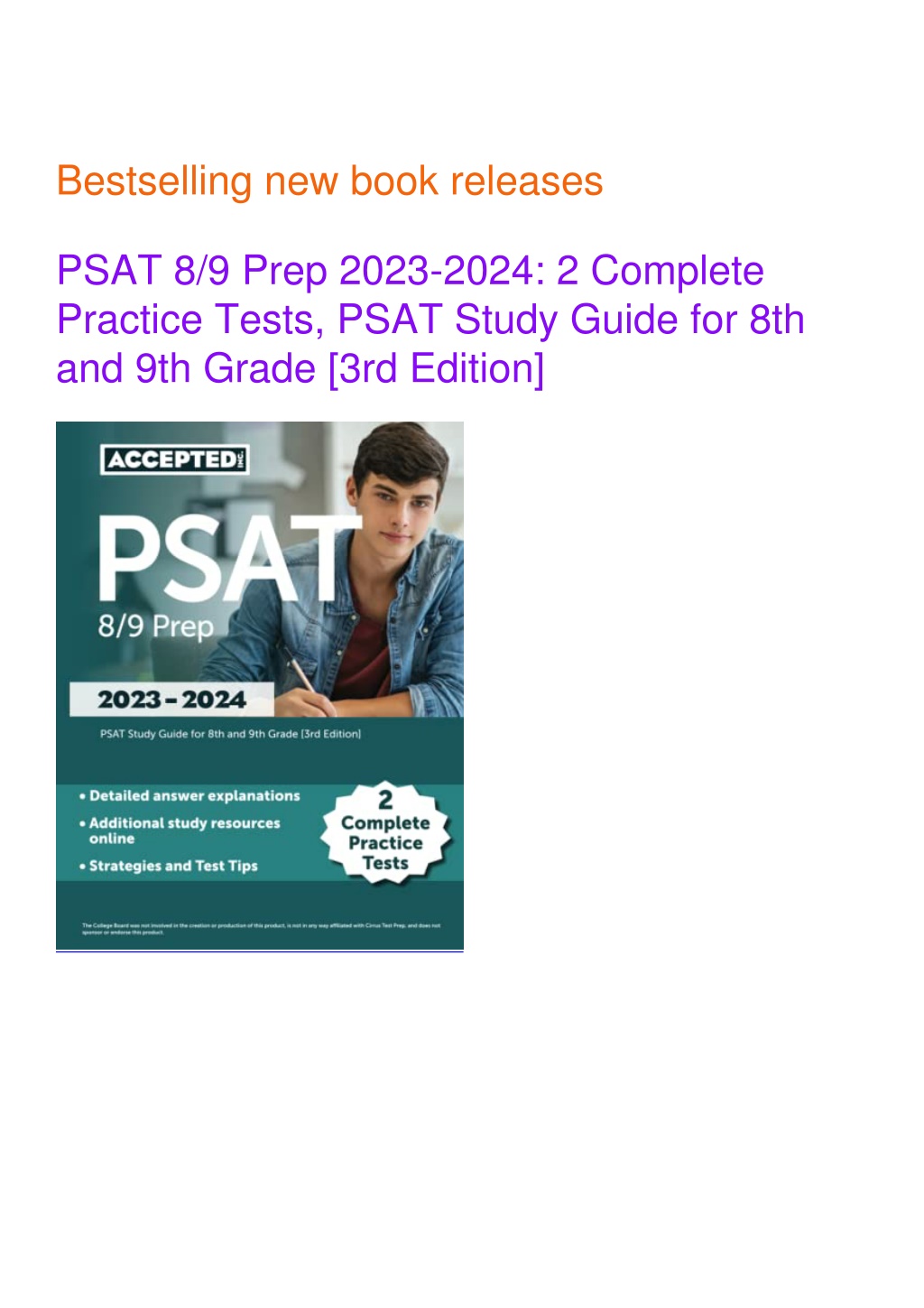 PPT Download Book [PDF] PSAT 8/9 Prep 20232024 2 Complete Practice