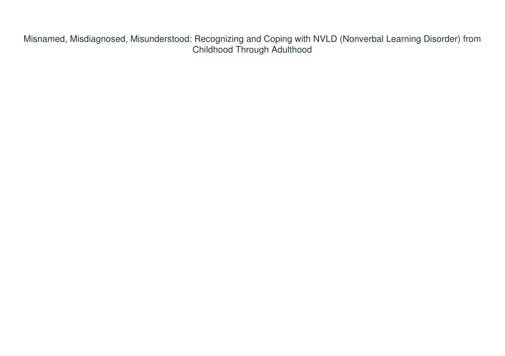 PPT - DOWNLOAD PDF Misnamed, Misdiagnosed, Misunderstood: Recognizing ...