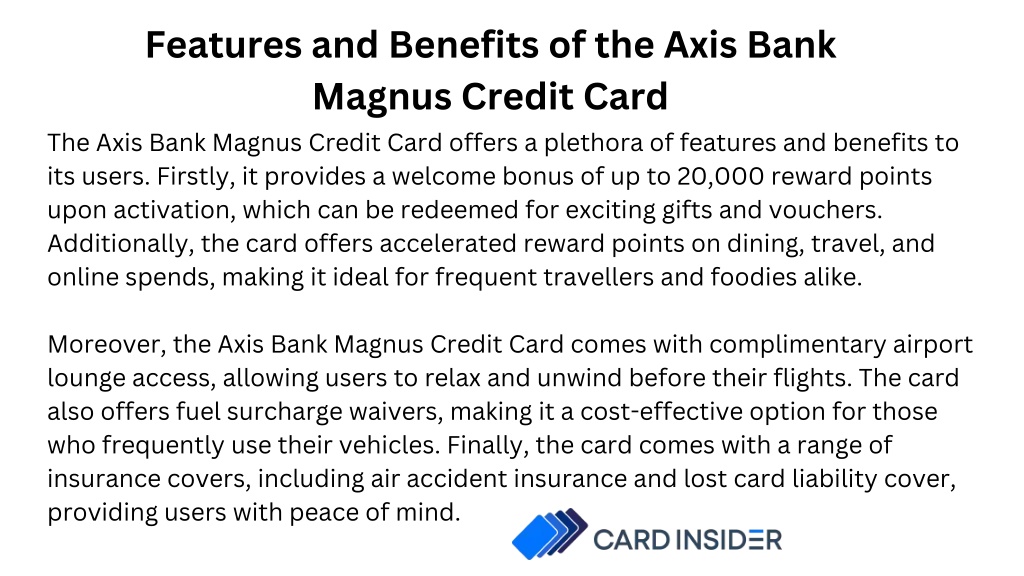 Reserve Credit Card Benefits - Beyond Expectations Always- Axis Bank