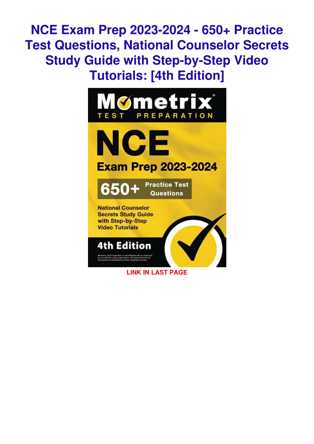 PPT PDF_ NCE Exam Prep 20232024 650 Practice Test Questions