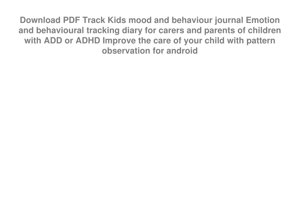 PPT - Download PDF Track Kids mood and behaviour journal Emotion and ...