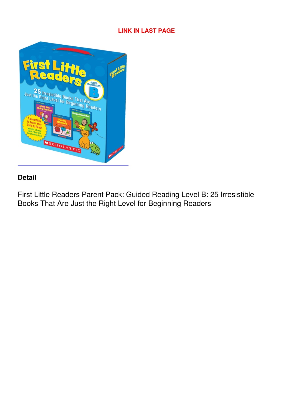 PPT - Download Book [PDF] First Little Readers Parent Pack: Guided ...