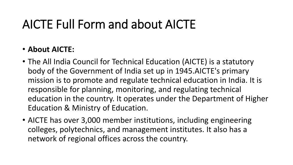 PPT - All You Need To Know About AICTE Full Form And Logo PowerPoint ...