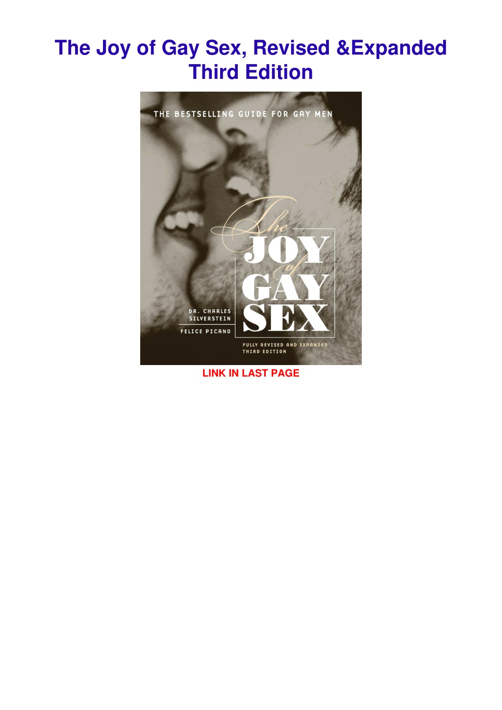 Ppt Pdfread The Joy Of Gay Sex Revised And Expanded Third Edition Powerpoint Presentation Id 5042