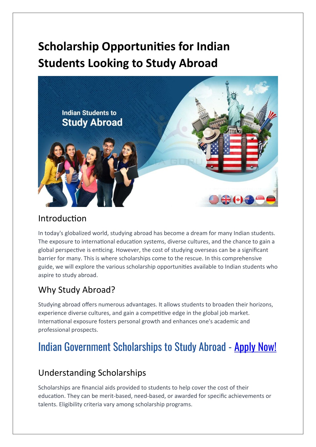 scholarship opportunities for indian students l