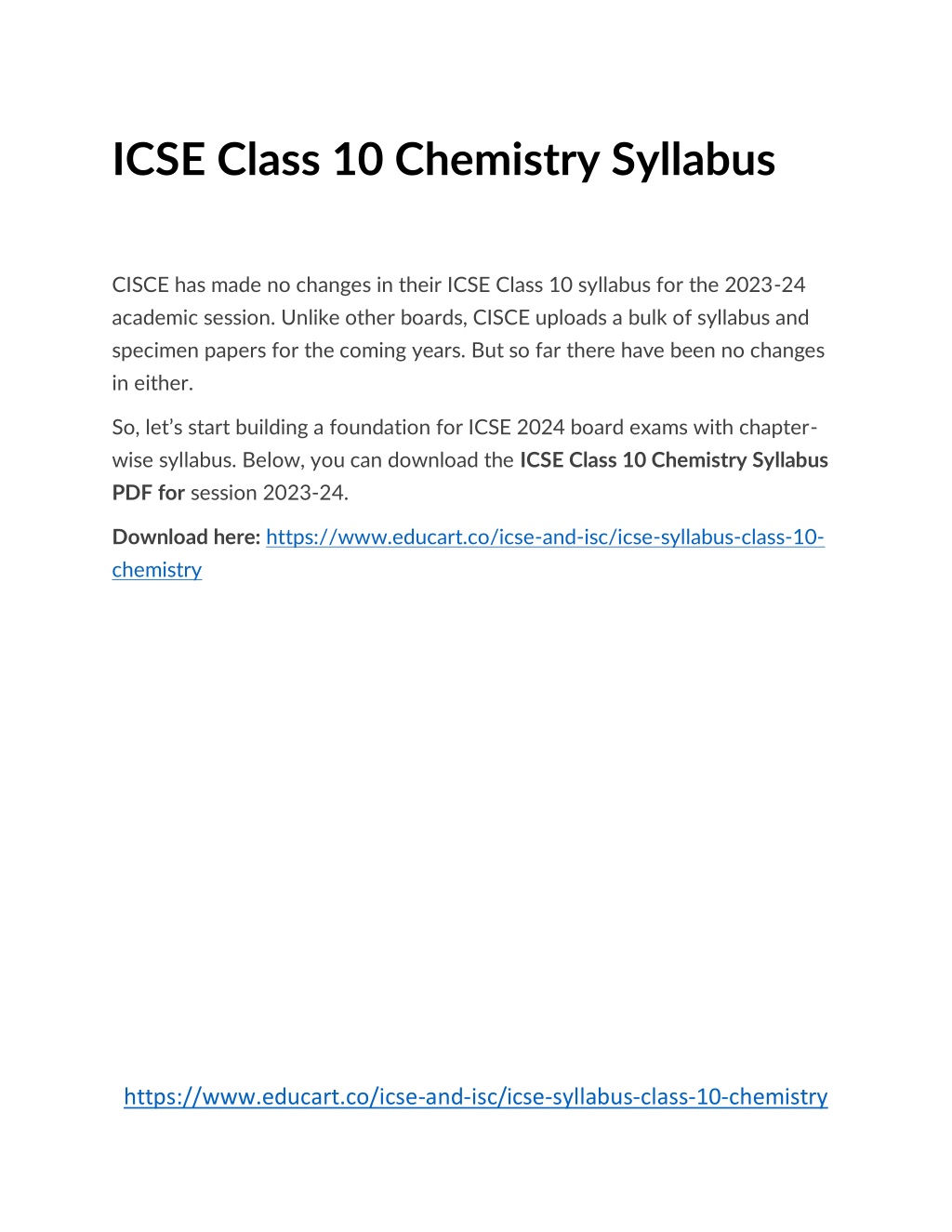 PPT ICSE Class 10 Chemistry Syllabus PowerPoint Presentation, free