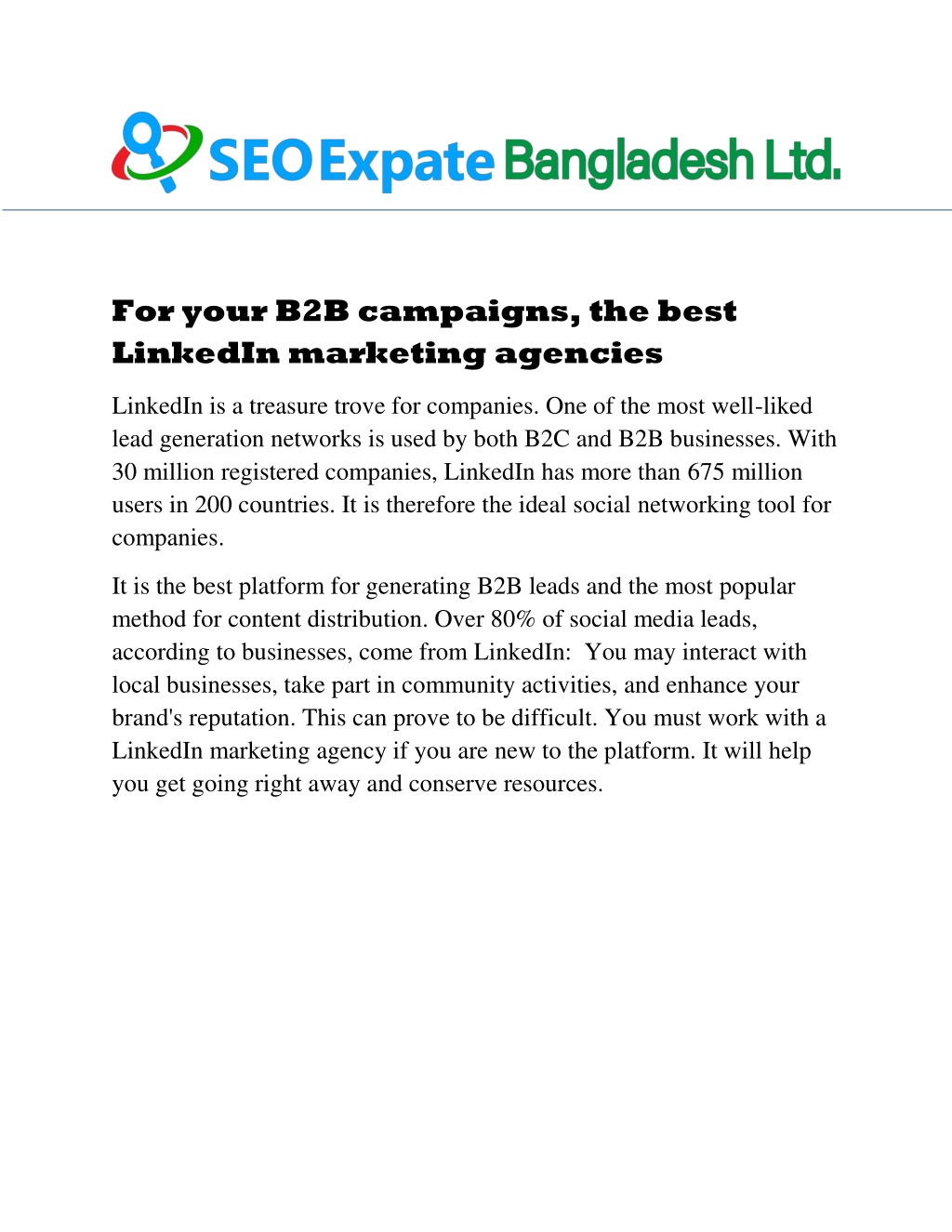 PPT - For Your B2B Campaigns, The Best LinkedIn Marketing Agencies ...