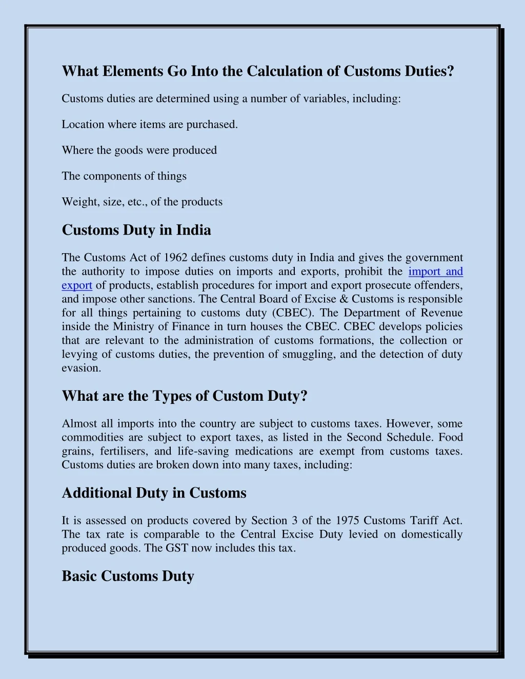 PPT - Understanding Custom Duties Types, Calculation, and Regulations ...