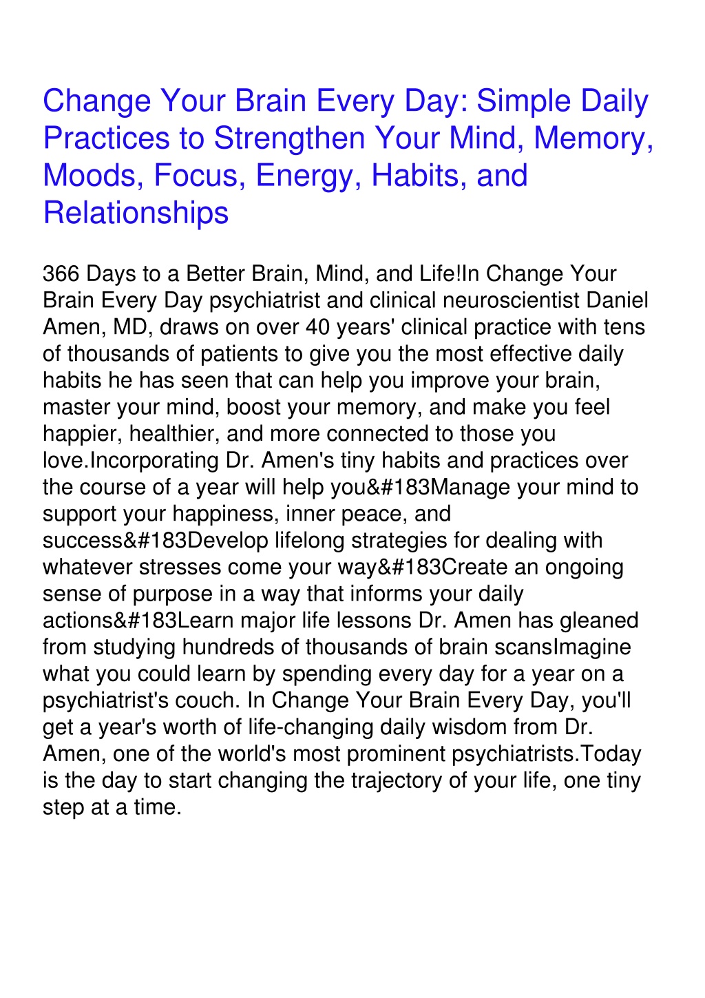 PPT - Download Book [PDF] Change Your Brain Every Day: Simple Daily  Practices to Strengthen Your Mind, PowerPoint Presentation - ID:12556483
