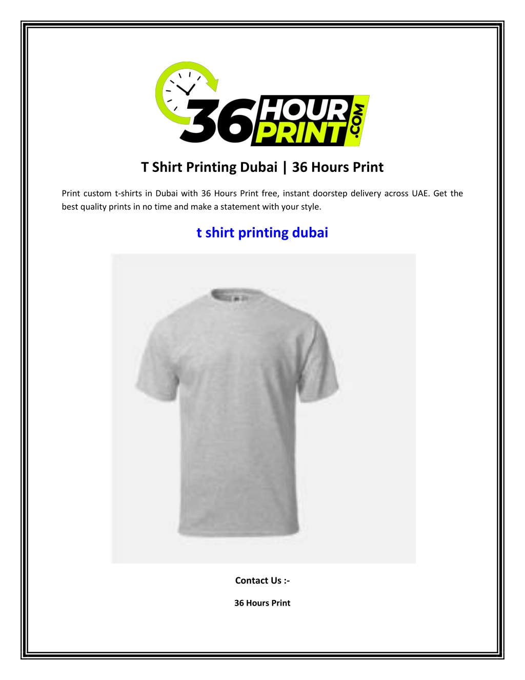 Tshirt Printing Dubai