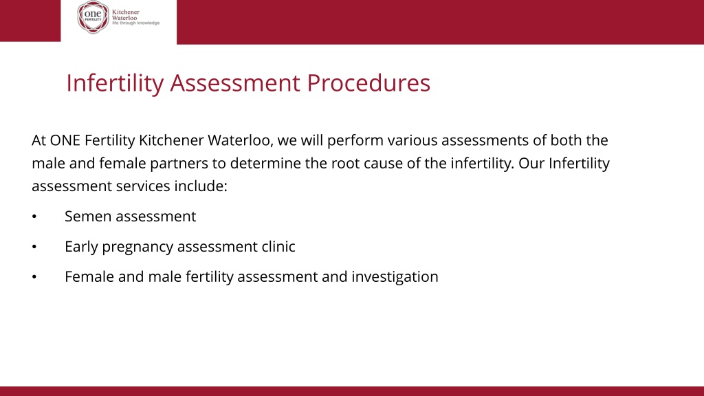 PPT One Fertility S IVF And Fertility Services PowerPoint   Infertility Assessment Procedures L 