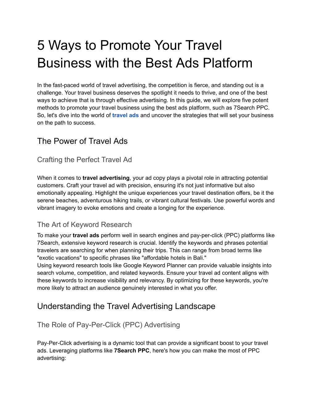 PPT - 5 Ways to Promote Your Travel Business with the Best Ads Platform  PowerPoint Presentation - ID:12568694