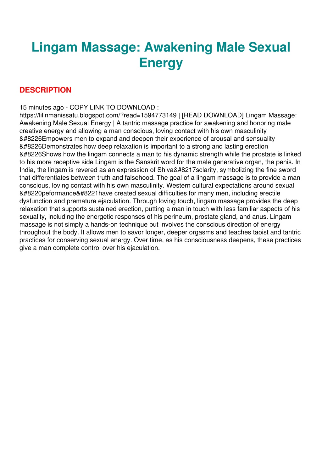 Ppt Pdf Lingam Massage Awakening Male Sexual Energy Ebooks Powerpoint Presentation Id 12570511