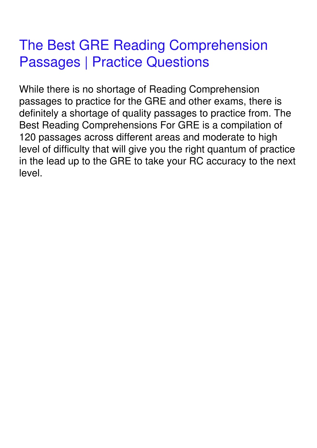 PPT PDF_ The Best GRE Reading Comprehension Passages Practice