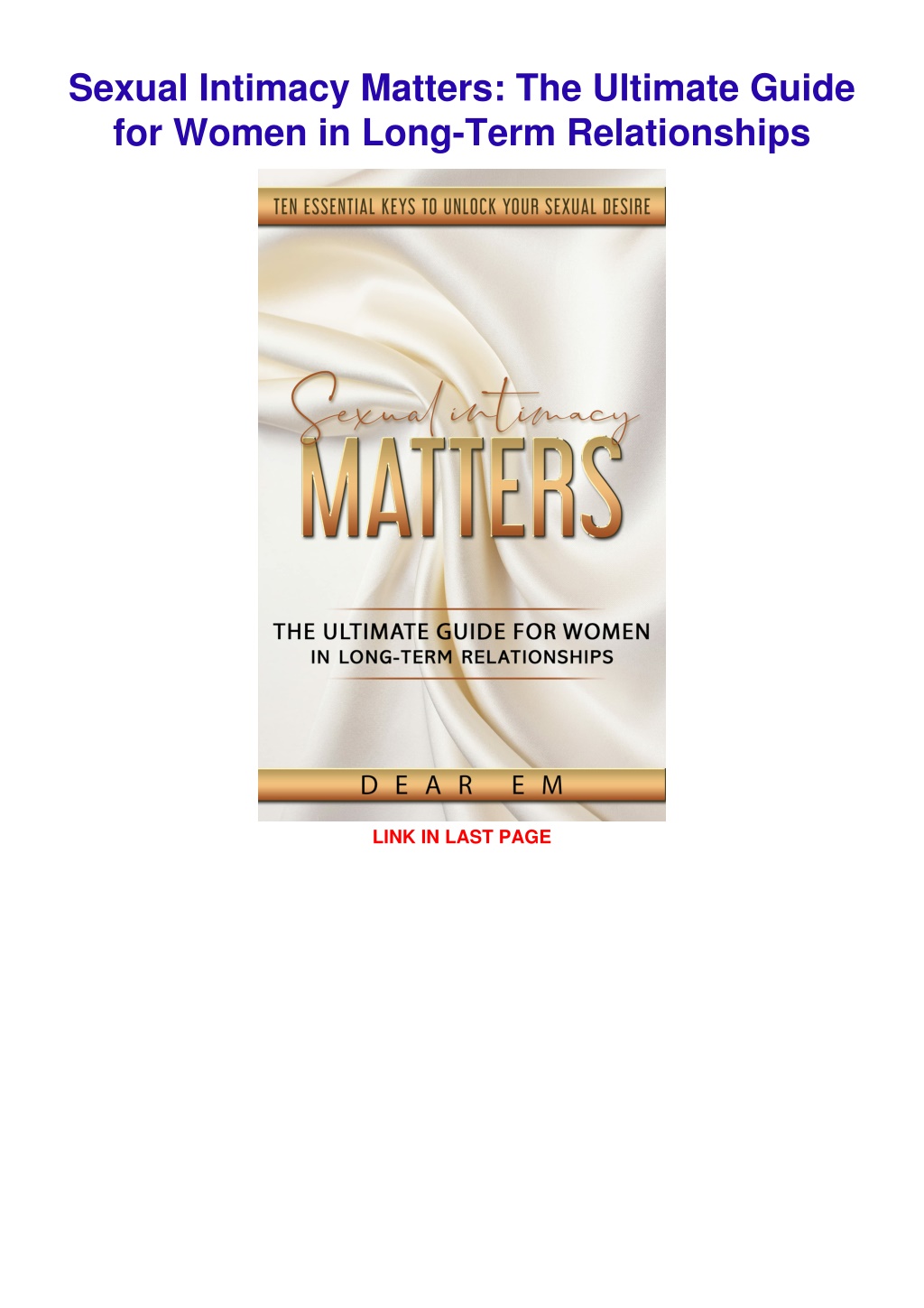 Ppt Read Download Sexual Intimacy Matters The Ultimate Guide For Women In Long Term