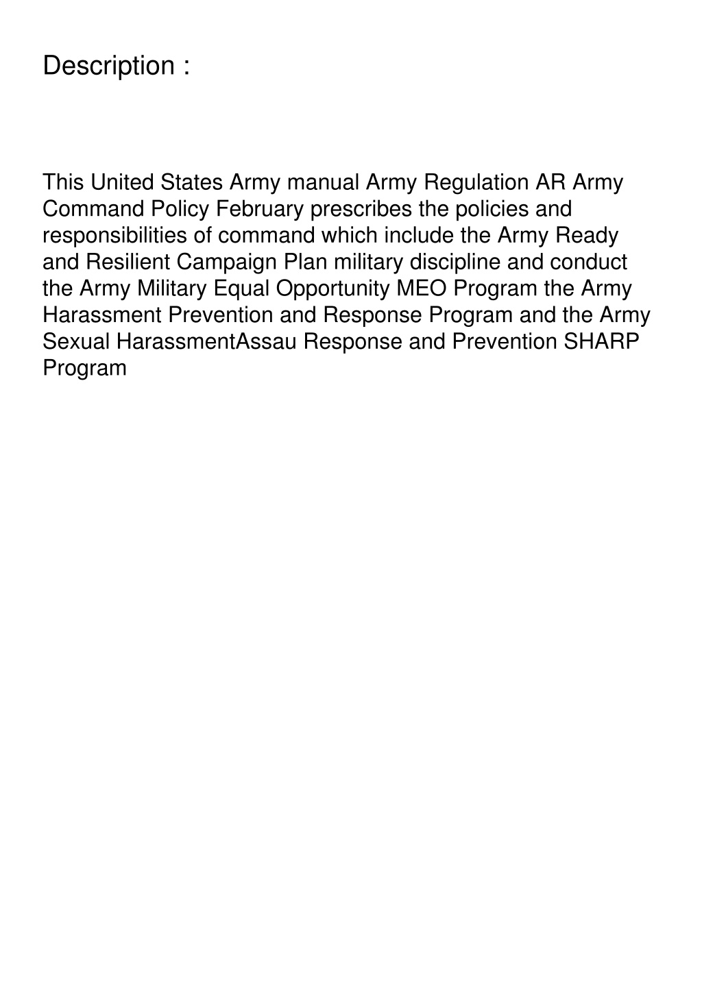 army regulation on assignment