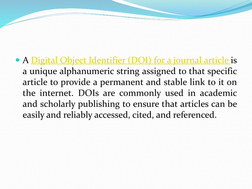 PPT - Digital Object Identifier For Journal Articles PowerPoint ...