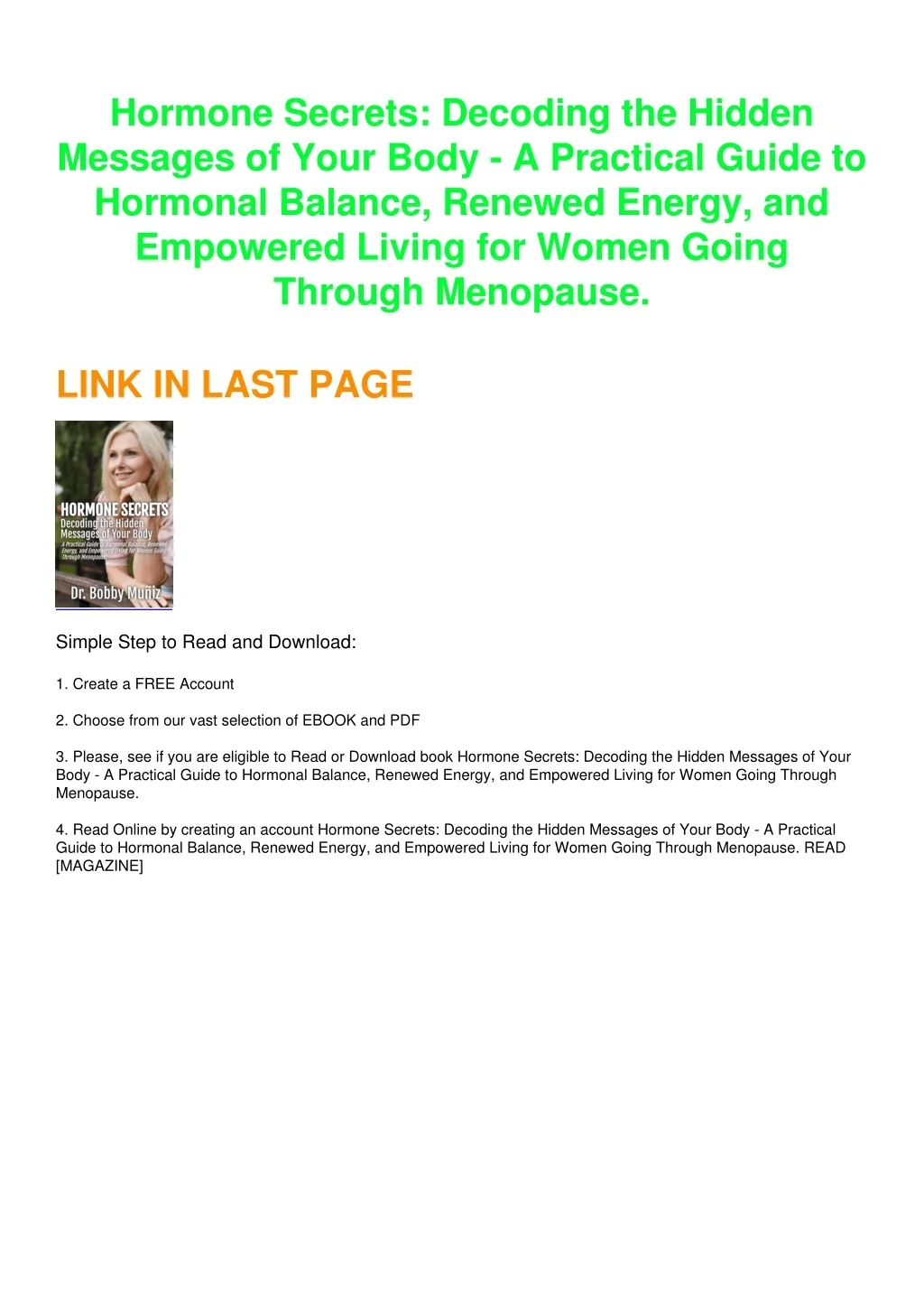 PPT - PDF BOOK DOWNLOAD Hormone Secrets: Decoding the Hidden Messages ...