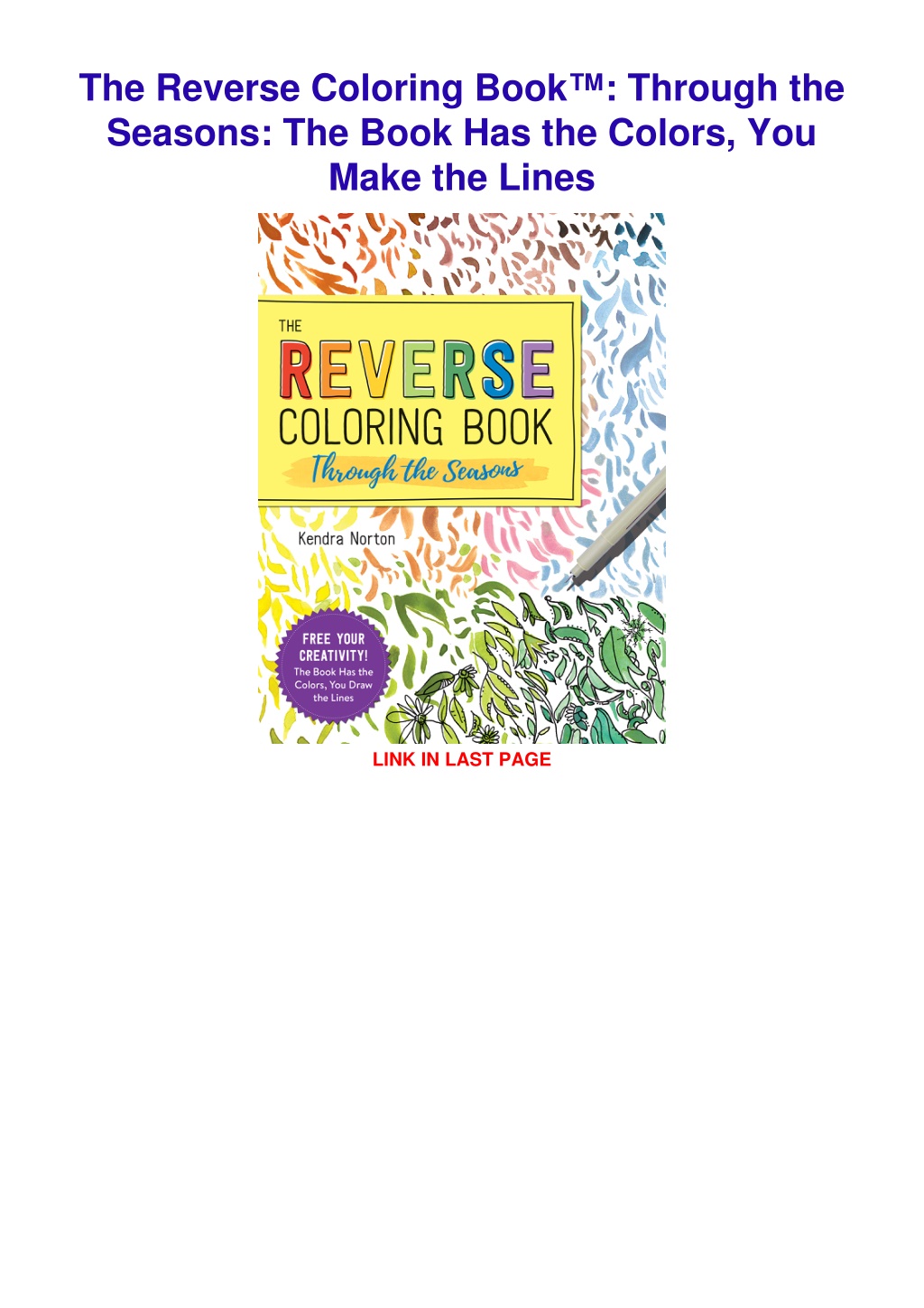 PPT PDF/READ/DOWNLOAD The Reverse Coloring Book™ Through the