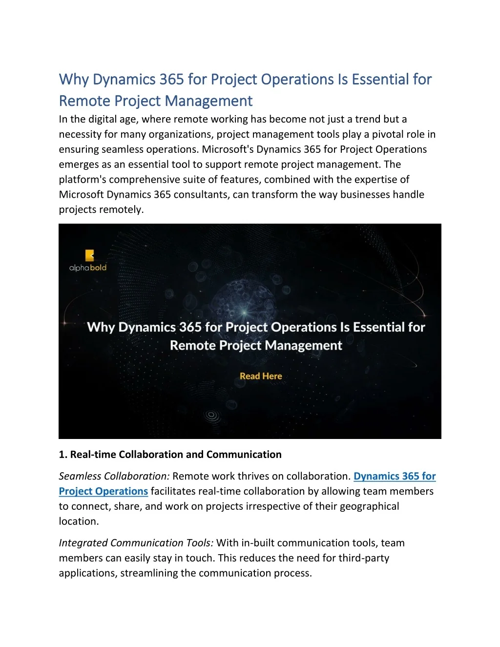 PPT - Why Dynamics 365 for Project Operations Is Essential for Remote ...