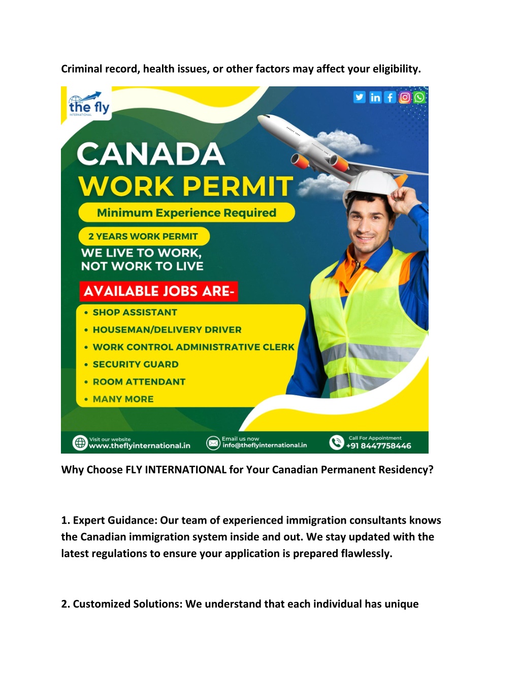 Ppt Requirements For Permanent Residency In Canada The Fly International Powerpoint 8290