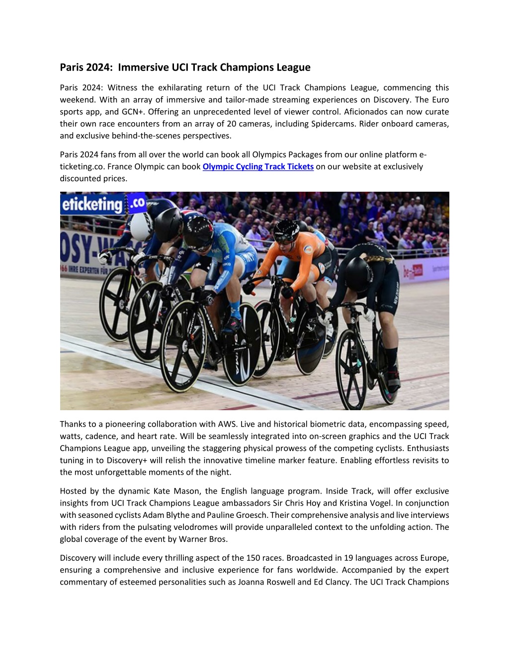 PPT Paris 2024 Immersive UCI Track Champions League PowerPoint