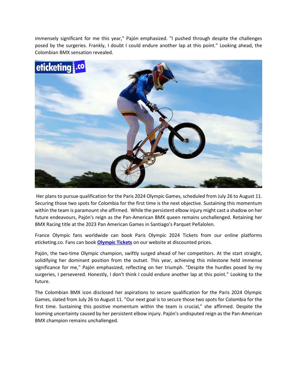 PPT Paris 2024 Mariana Pajón win Gold in Cycling BMX PowerPoint