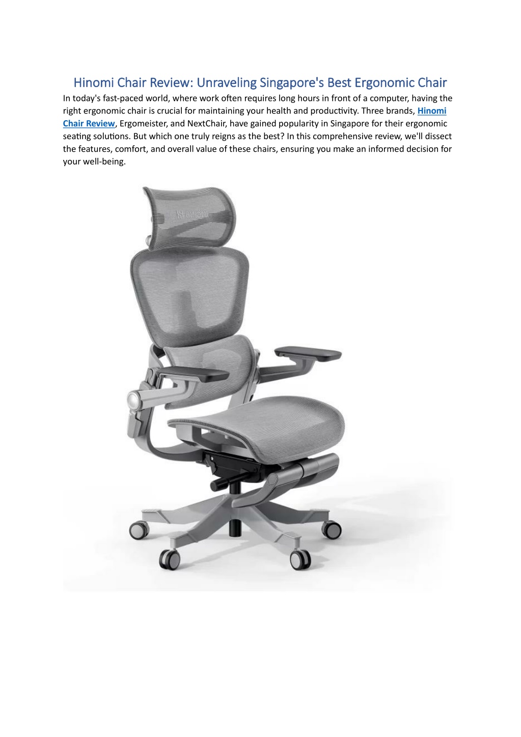 PPT - Hinomi Chair Review - Unraveling Singapore's Best Ergonomic Chair  PowerPoint Presentation - ID:12603295