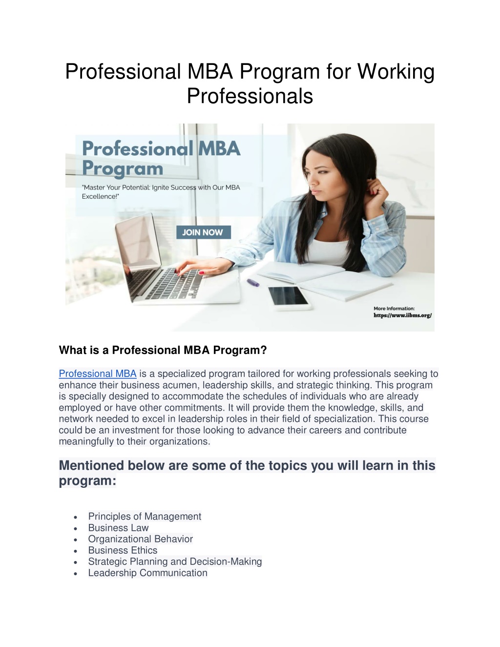 PPT - Professional MBA Program For Working Professionals Pdf ...