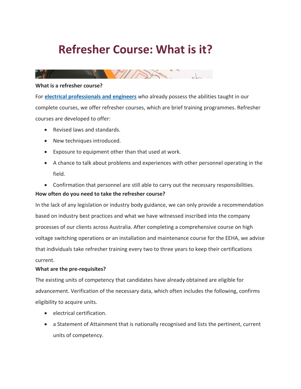 meaning of refresher course in education