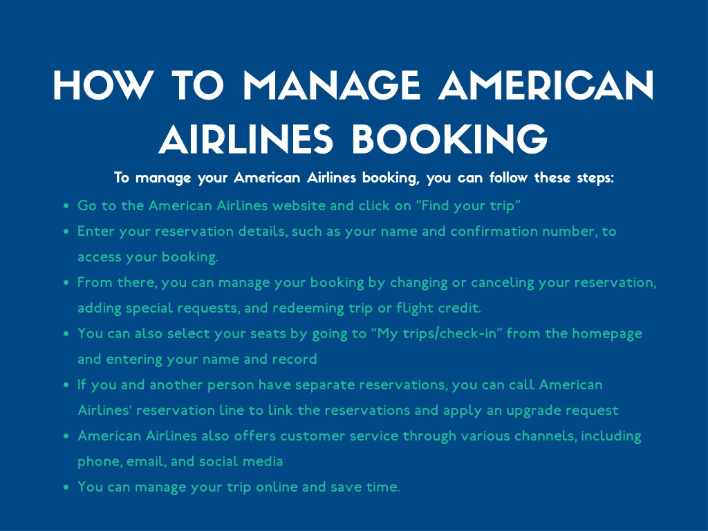 PPT American Airlines Manage Booking PowerPoint Presentation, free