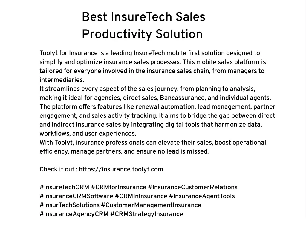 PPT - Best InsureTech Sales Productivity Solution PowerPoint ...