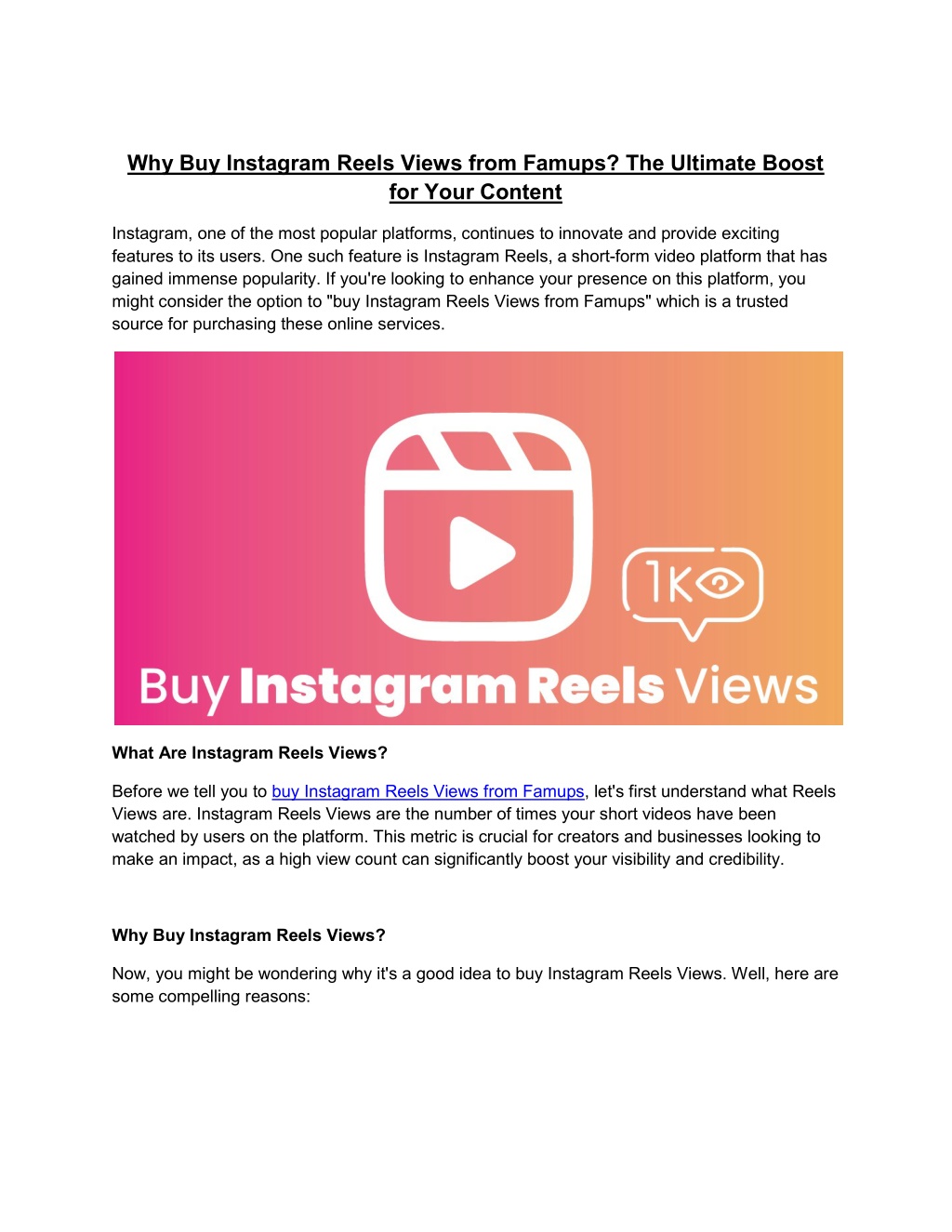 PPT - Why Buy Instagram Reels Views from Famups PowerPoint