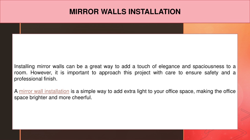 PPT StepByStep Guide for Installing Mirror Walls PowerPoint