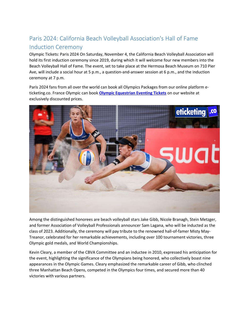 PPT Paris 2024 California Beach Volleyball Association's Hall of Fame